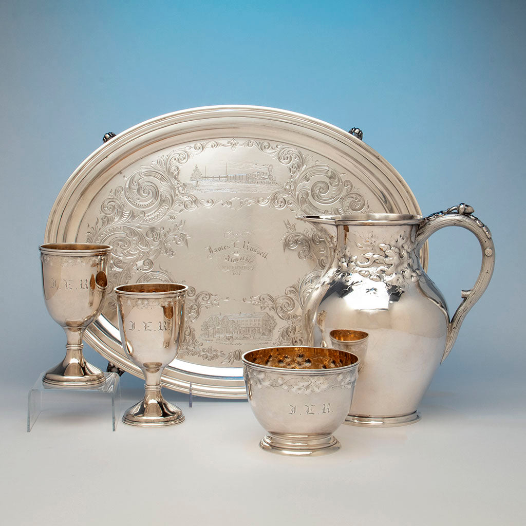 Newell Harding & Co. (attr.) Coin Silver Presentation Set retailed by Bailey, Kettell & Chapman, Boston, 1857