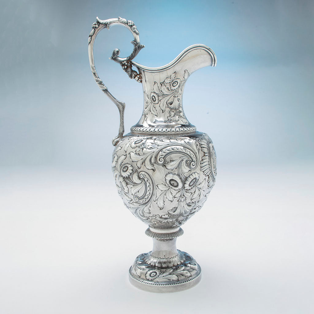 J. E. Caldwell (retailer) Pair of Coin Silver Presentation Ewers, Philadelphia, PA, c. 1851