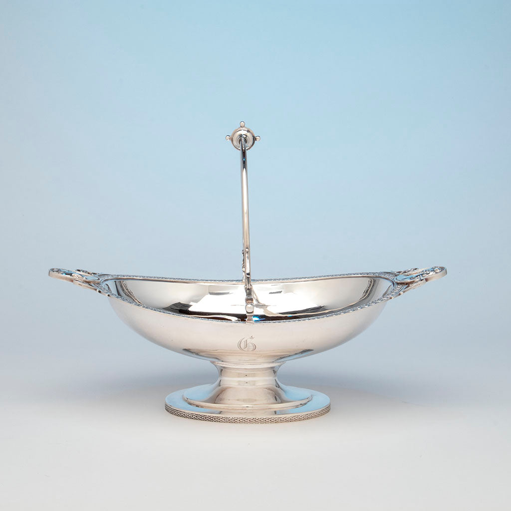 Wood and Hughes Antique Coin Silver &#39;Medallion&#39; Basket, NYC, NY, c. 1870