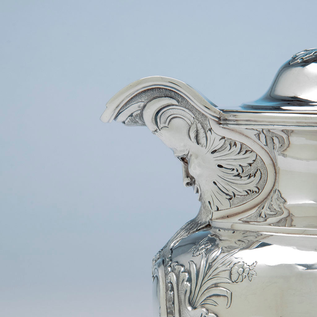 Spout profile of Obadiah Rich (attr.) Coin Silver Lidded Jug retailed by Jones, Lows &amp; Poor, Boston, 1839