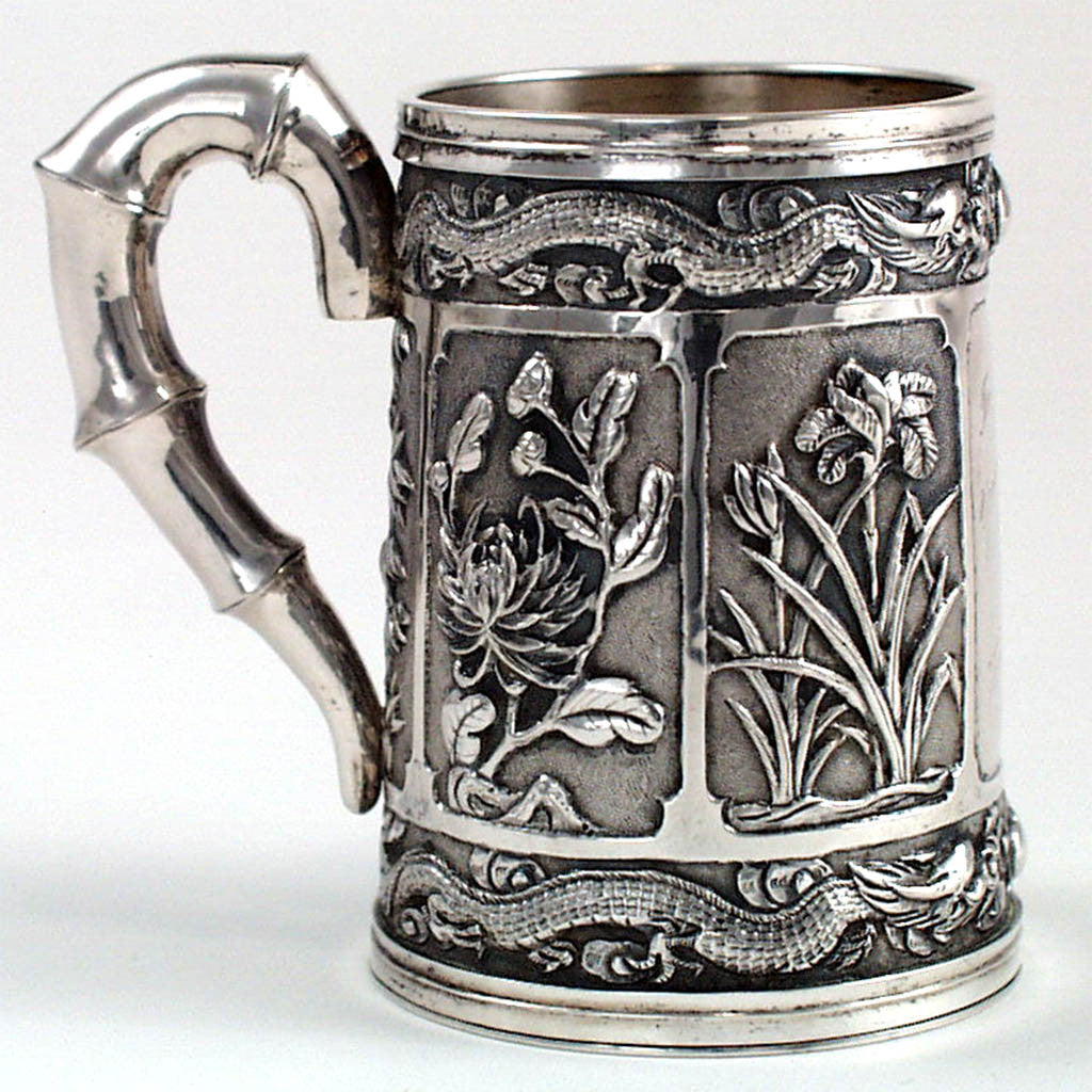 Luen Wo Chinese Export Silver Repousse Cup, Shanghai, c. 1910