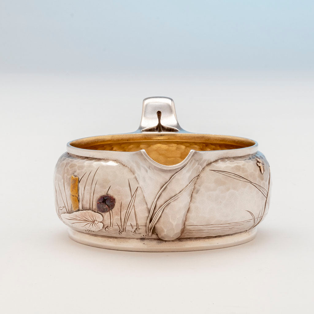 Creamer spout of Tiffany and Co Sterling and Other Metals Téte Téte Set, NYC, NY, c. 1878