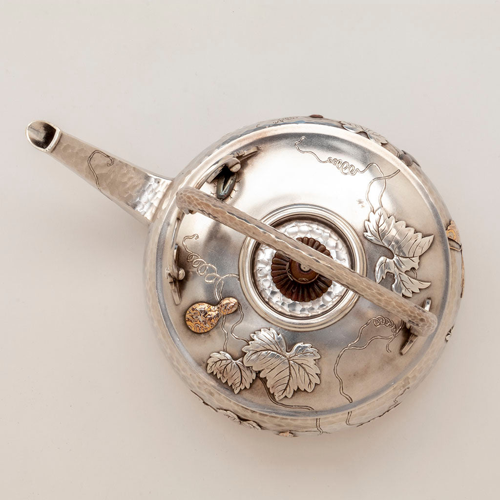 Top view of pot to Tiffany and Co Sterling and Other Metals Téte Téte Set, NYC, NY, c. 1878