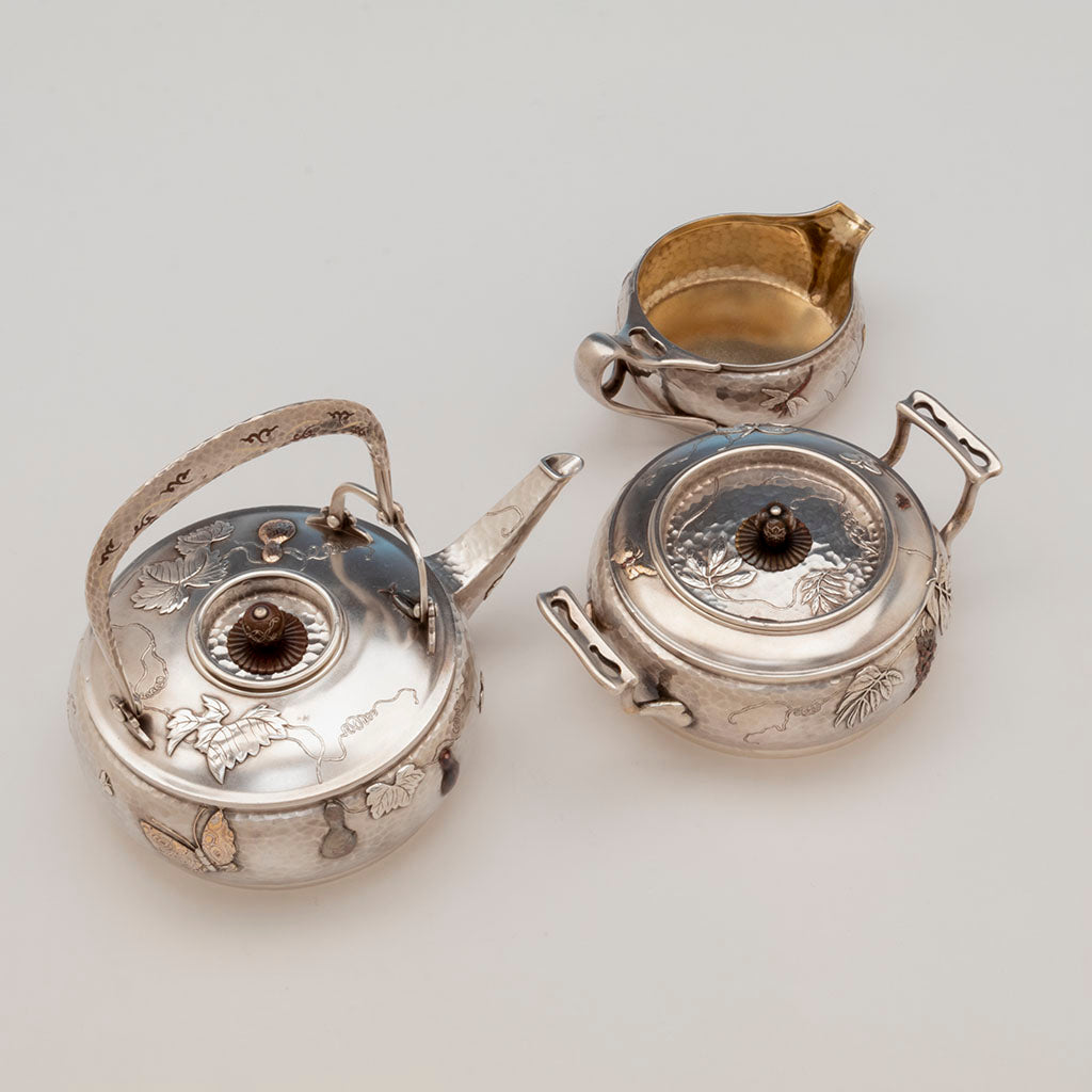 Top view of Tiffany and Co Sterling and Other Metals Téte Téte Set, NYC, NY, c. 1878