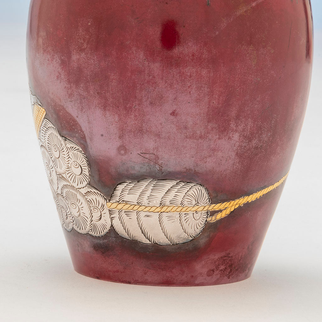 Rice bales on Tiffany &amp; Co. Patinated Copper and Other Metals Japanese Inspired Tea Caddy, NYC, NY, c. 1874