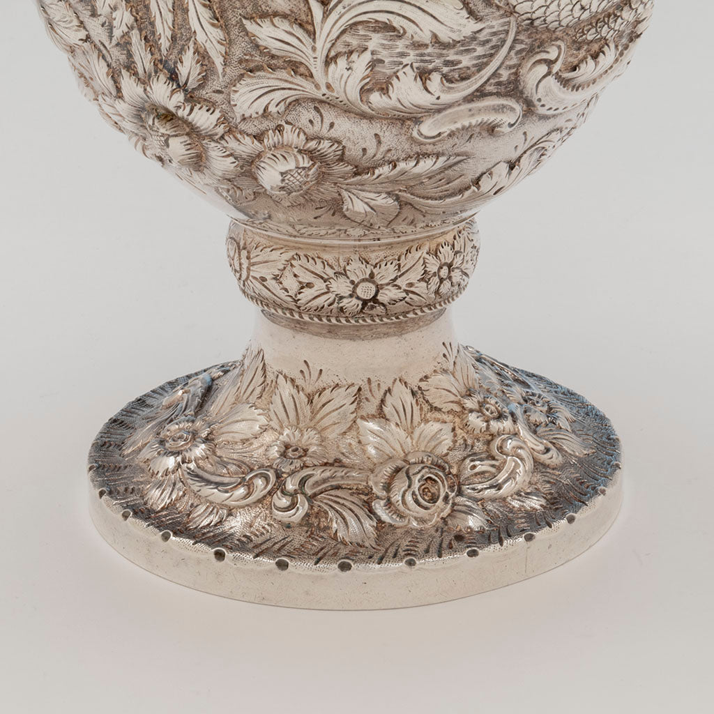 Base of A. Jacobi &amp; Co Antique Sterling Silver Repoussé Nautical Ewer, Baltimore, MD, c. 1879-1890s