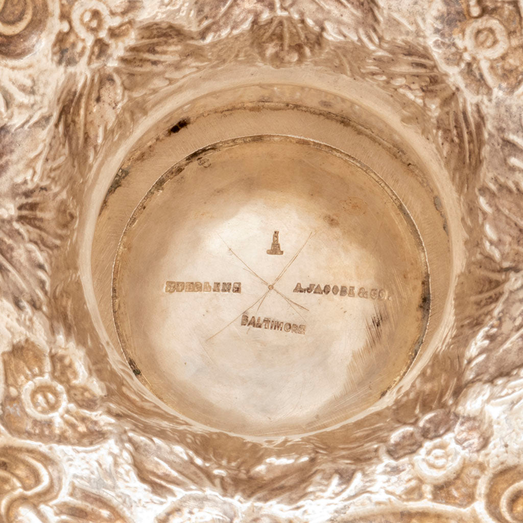 Marks on A. Jacobi &amp; Co Antique Sterling Silver Repoussé Nautical Ewer, Baltimore, MD, c. 1879-1890s