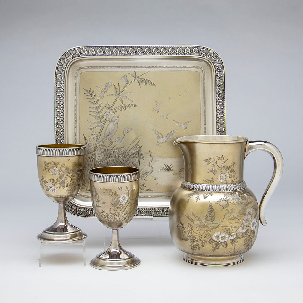 Gorham Antique Sterling Silver Japonesque Water Set, Providence, RI, 1883