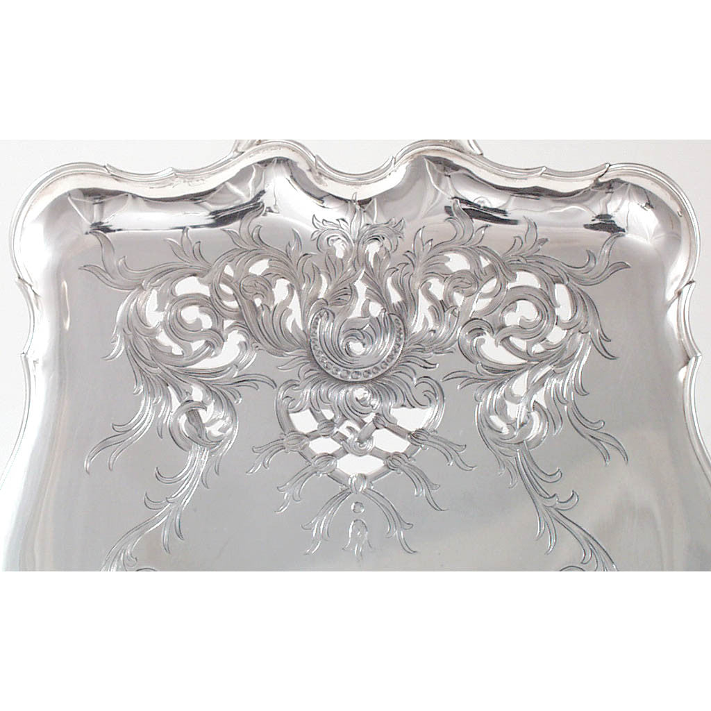 Insert detail to Tiffany &#39;Chrysanthemum&#39; Pattern Antique Sterling Silver Asparagus Serving Dish with Liner, New York City, c. 1900
