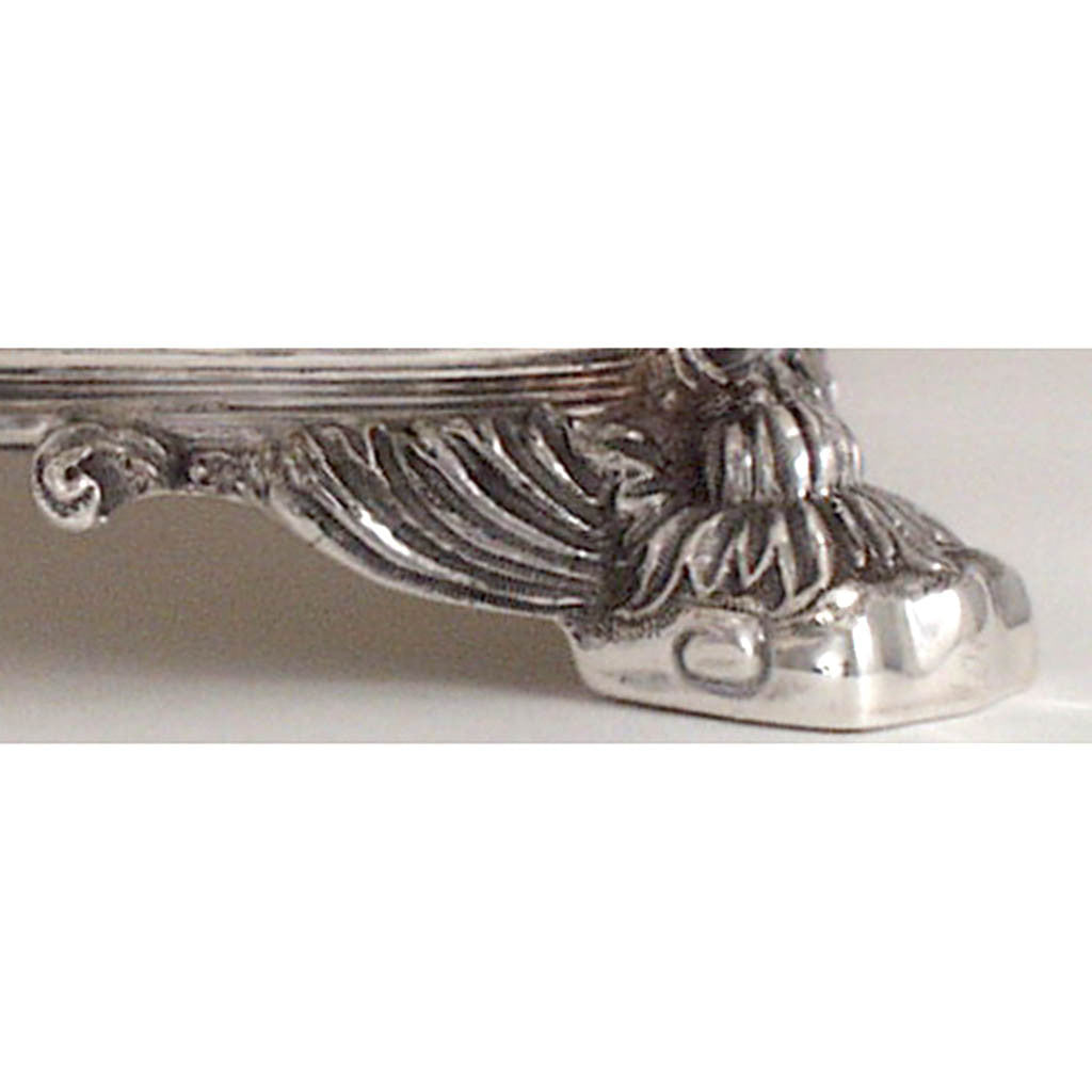 Foot to Tiffany &#39;Chrysanthemum&#39; Pattern Antique Sterling Silver Asparagus Serving Dish with Liner, New York City, c. 1900