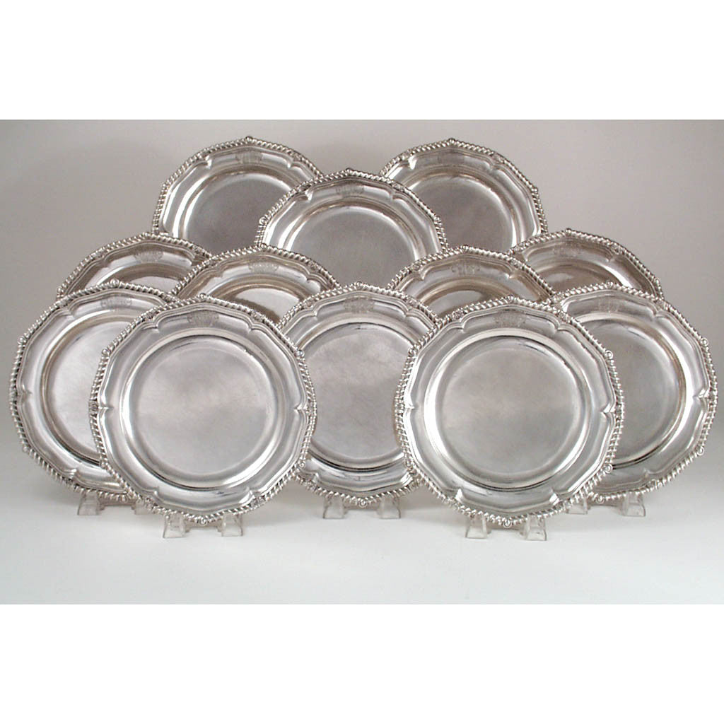 Paul Storr Regency Sterling Dinner Plates - 12, London, 1808/09