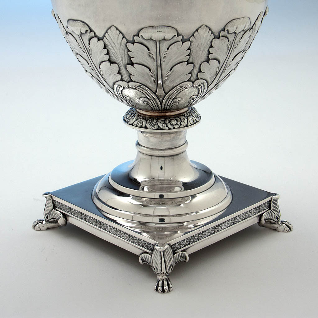 Base of Thomas Fletcher Antique Coin Silver Ewer, Philadelphia, c. 1830