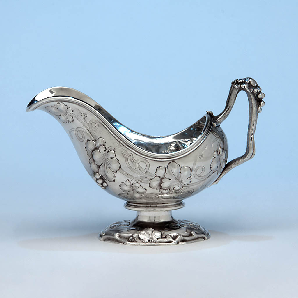 John Chandler Moore for Tiffany & Co. Antique Coin Silver Sauce Boat, New York City, c. 1853