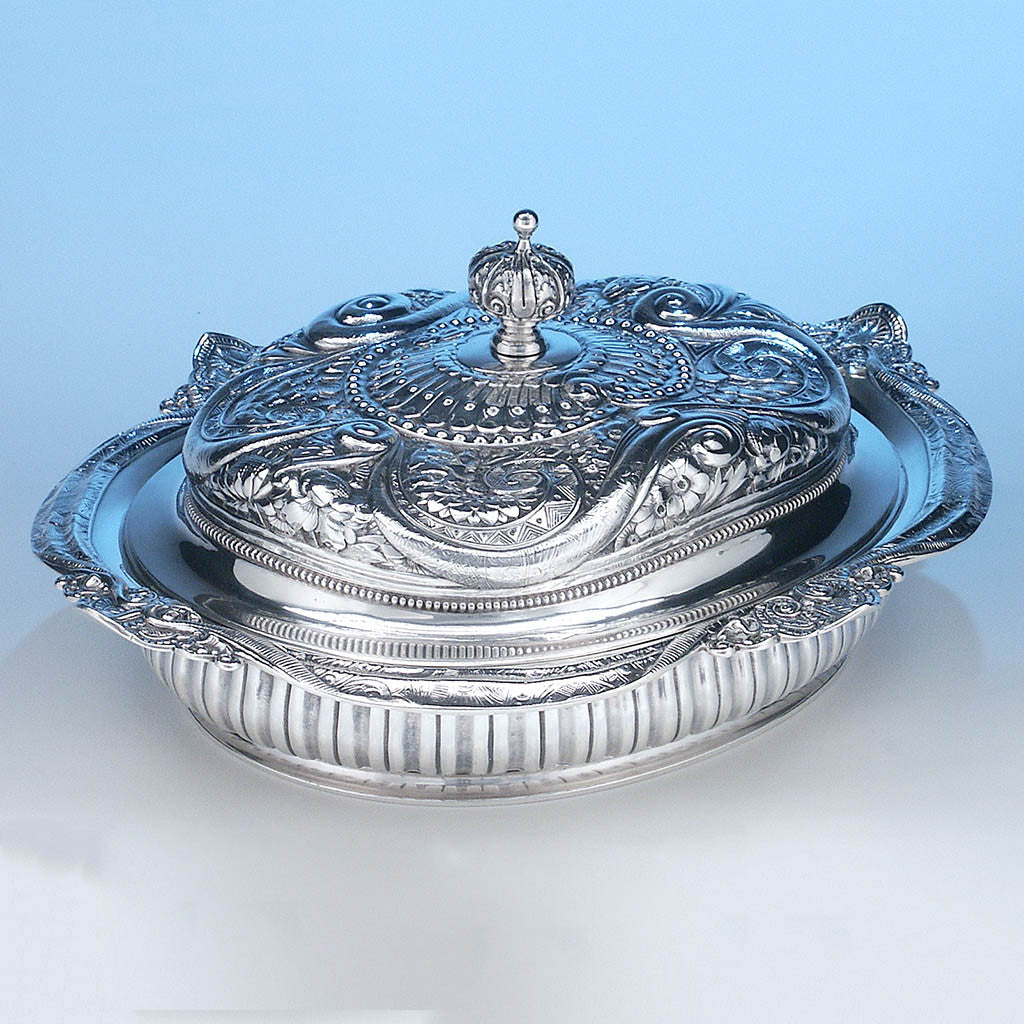 Gorham Antique Sterling Silver Aesthetic Movement Prototype Vegetable Dish, Providence, RI, c. 1888
