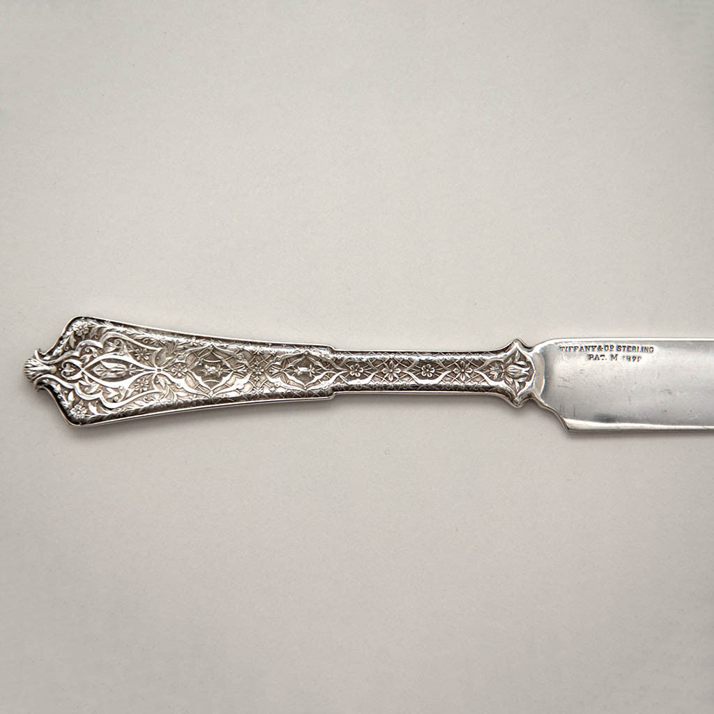 Back of Tiffany &amp; Co &#39;Persian&#39; Pattern Antique Sterling Silver Breakfast Knives - 12, 1875-91