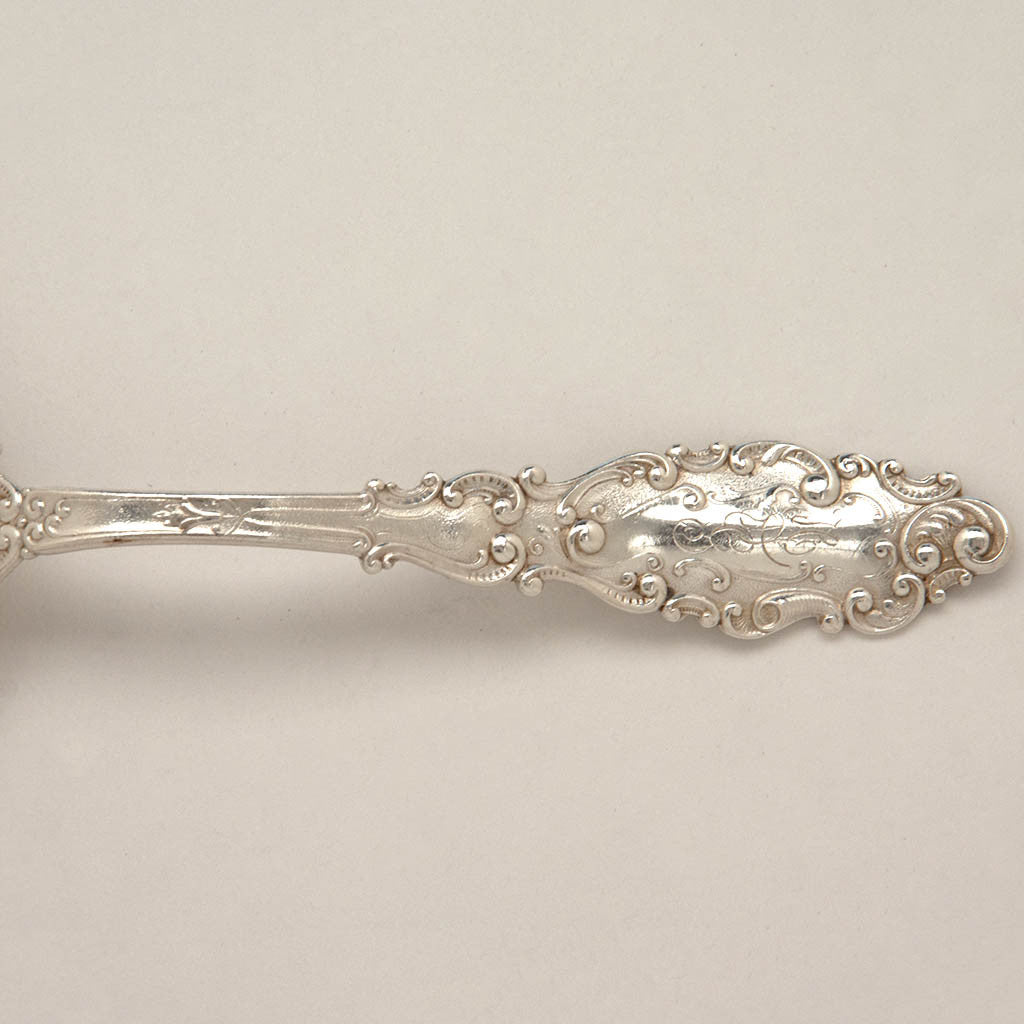 Detail of Gorham &#39;Luxembourg&#39; Pattern Antique Sterling Silver Asparagus Serving Fork, c. 1900