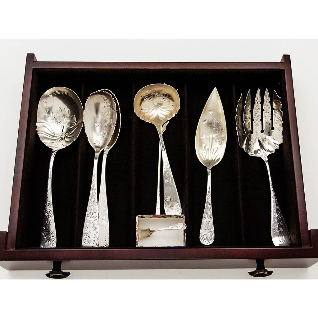 Drawer 2 of American Antique Sterling Silver Assembled Bright-cut Flatware Service, c. 1880&#39;s