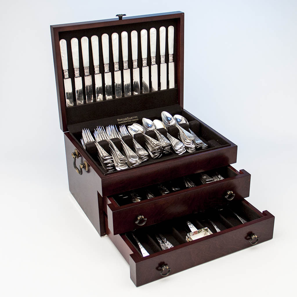 American Antique Sterling Silver Assembled Bright-cut Flatware Service, c. 1880's