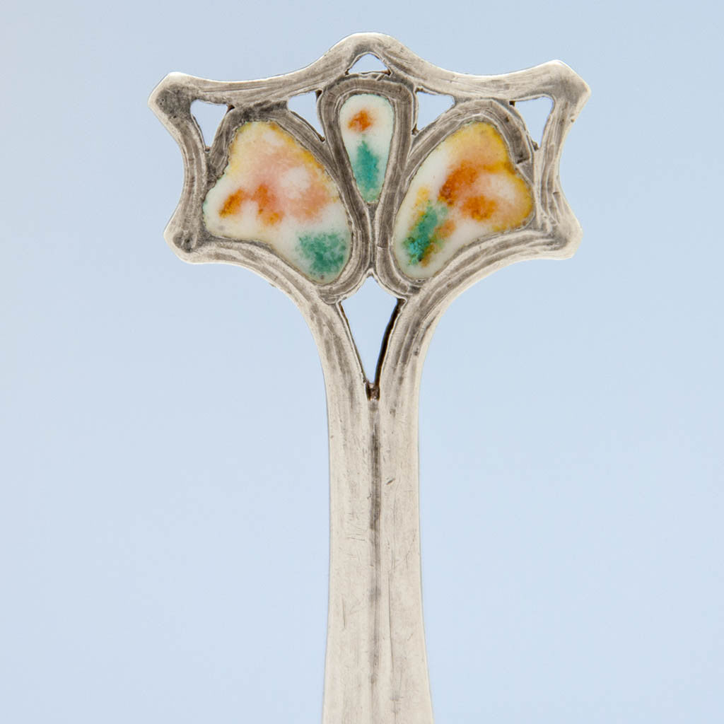 Enamel on Carson &amp; Barnum Arts &amp; Crafts Sterling and Enamel Spoon, Cleveland, Ohio, 1902-05