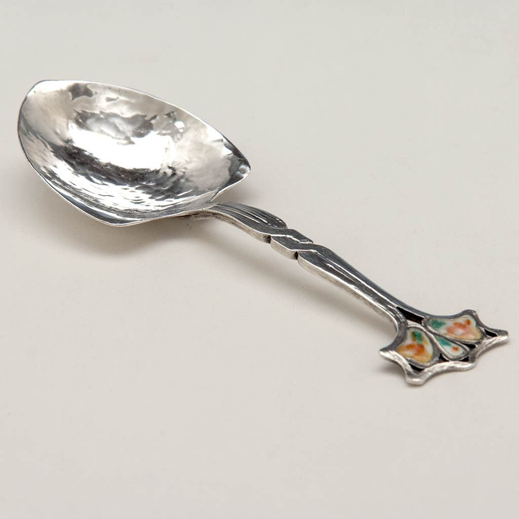 Carson & Barnum Arts & Crafts Sterling and Enamel Spoon, Cleveland, Ohio, 1902-05