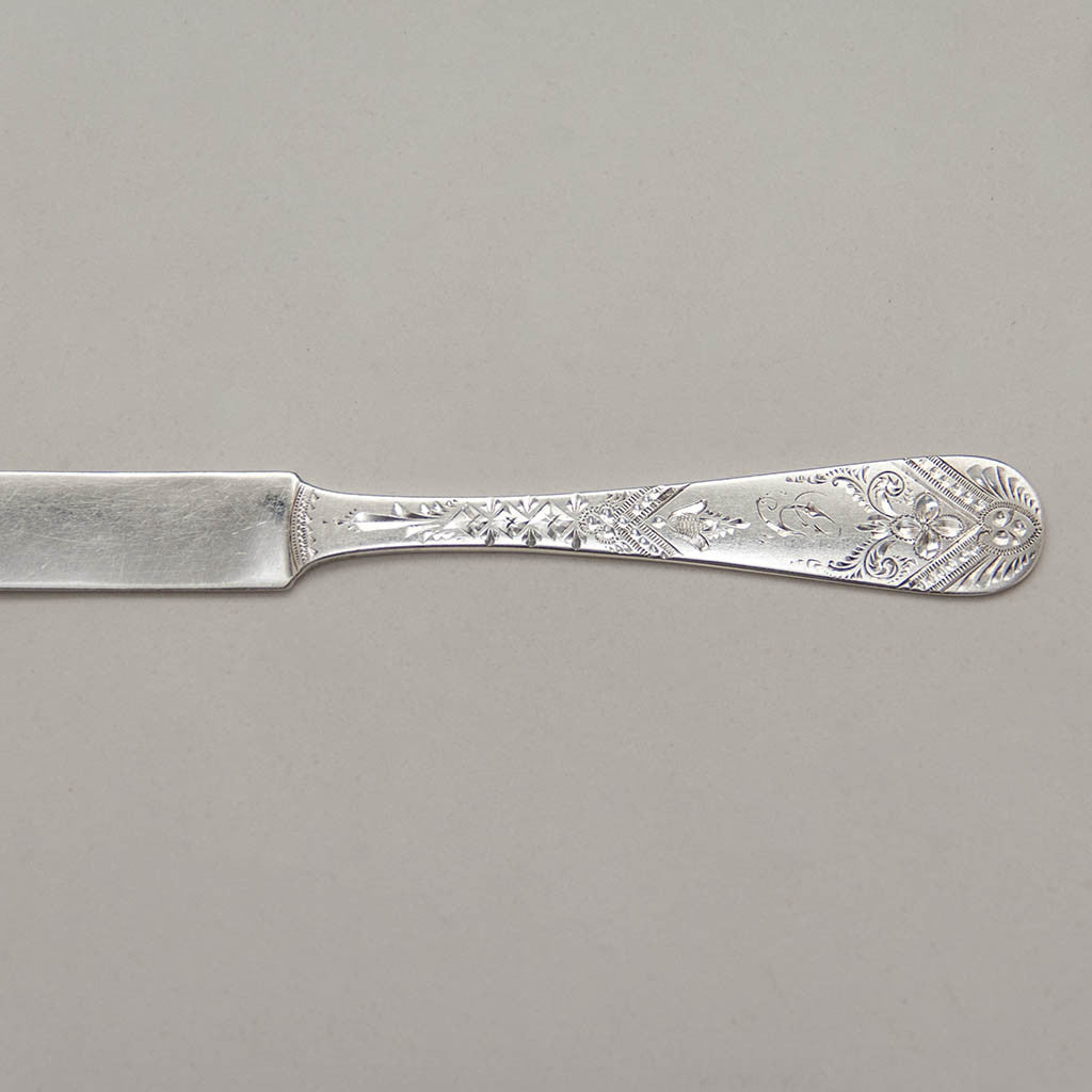 Detail of American Sterling Bright-cut Fruit or Butter Knives, c. 1880&#39;s, set of 6