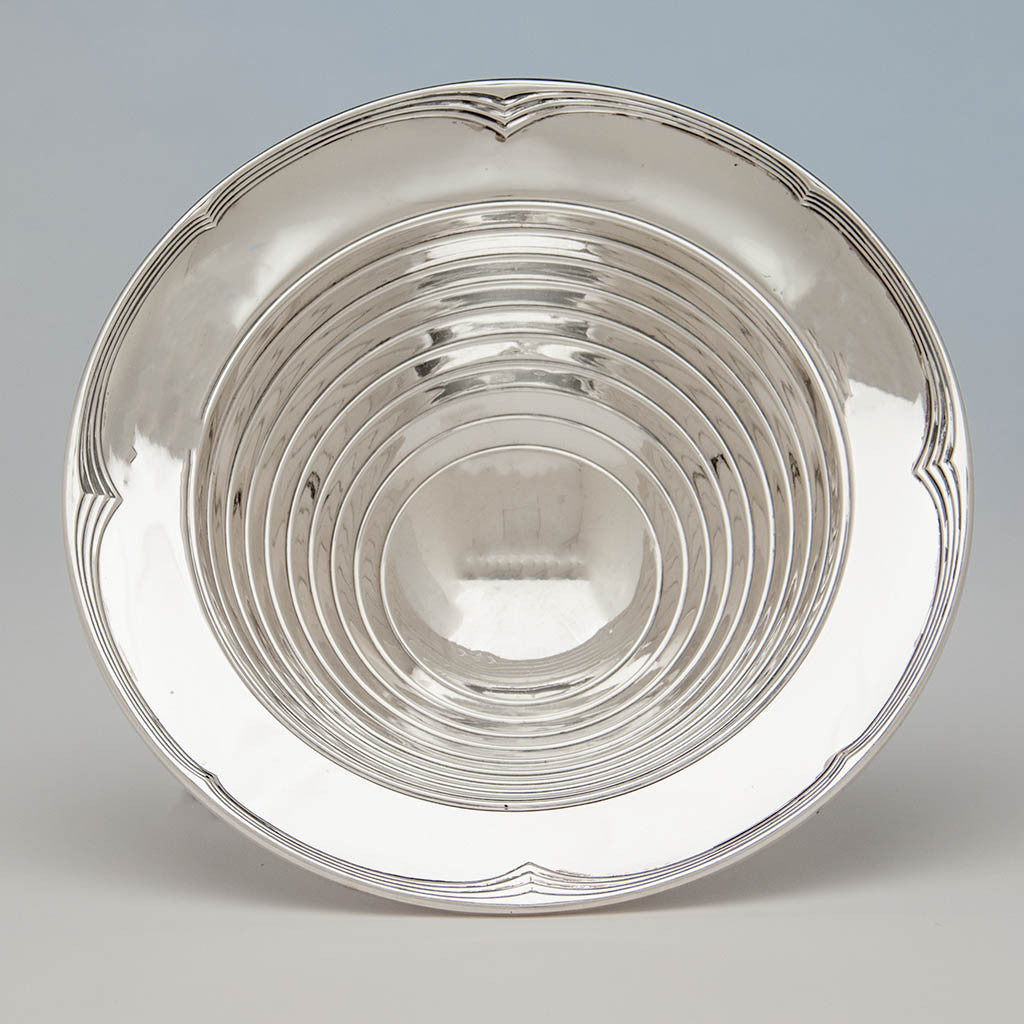 Interior of International Silver Company &#39;Ebb Tide&#39; Modern Sterling Silver Bowl designed by Alfred Kintz, Meriden, CT, c. 1928