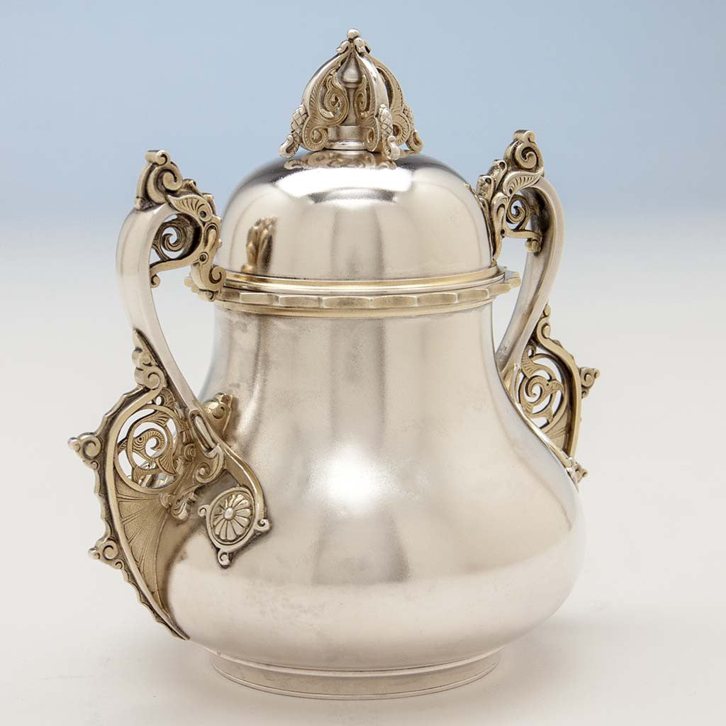 Tiffany &amp; Co. Antique Sterling Silver &#39;Mooresque&#39; Covered Sugar Bowl, New York City, 1873