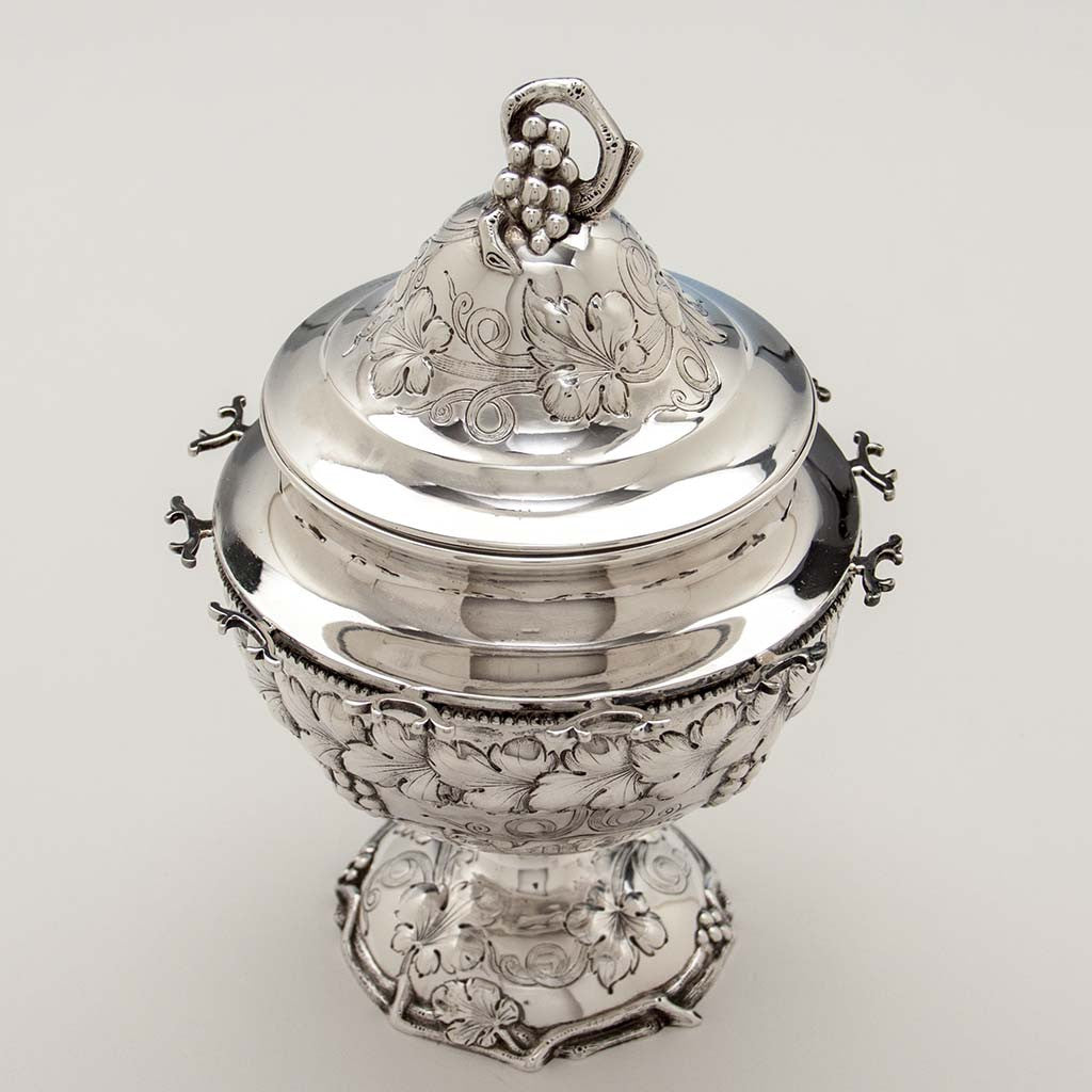 Top view of Tiffany &amp; Co./ John C. Moore Antique Sterling Silver Spooner, New York City, 1856-69