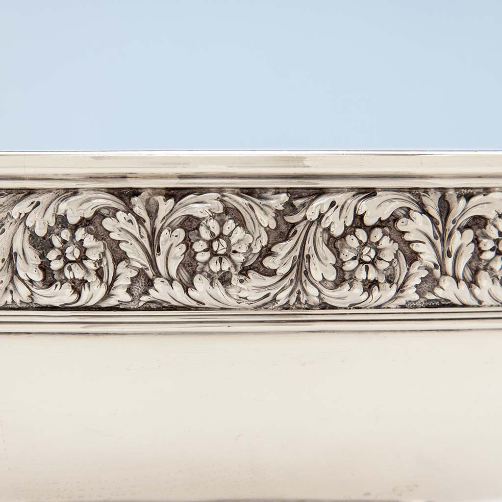 Detailed banding of Tiffany &amp; Co Antique Sterling Silver &#39;Walrus&#39; Punch Bowl, New York City, c. 1875