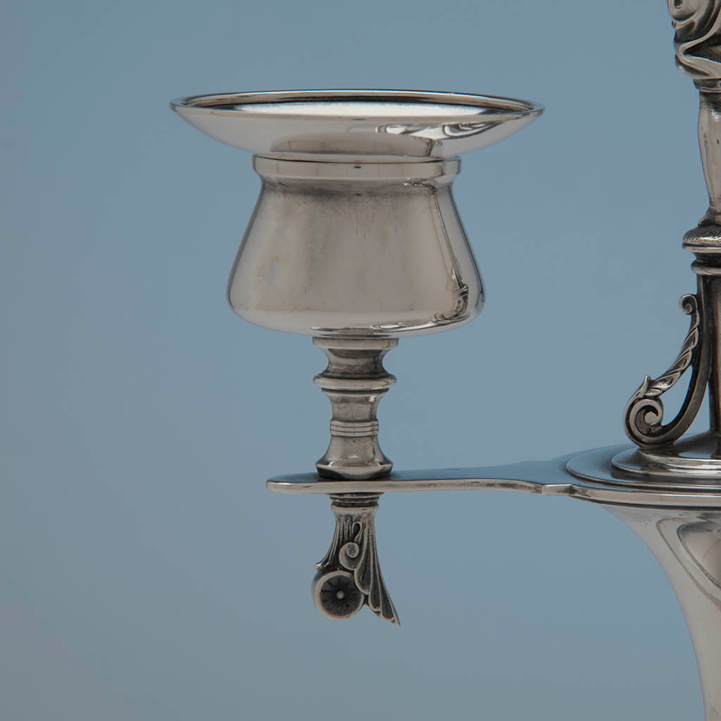 Socle and bobeche to Gorham Antique Sterling Silver Figural Candelabra, NY, NY, 1876