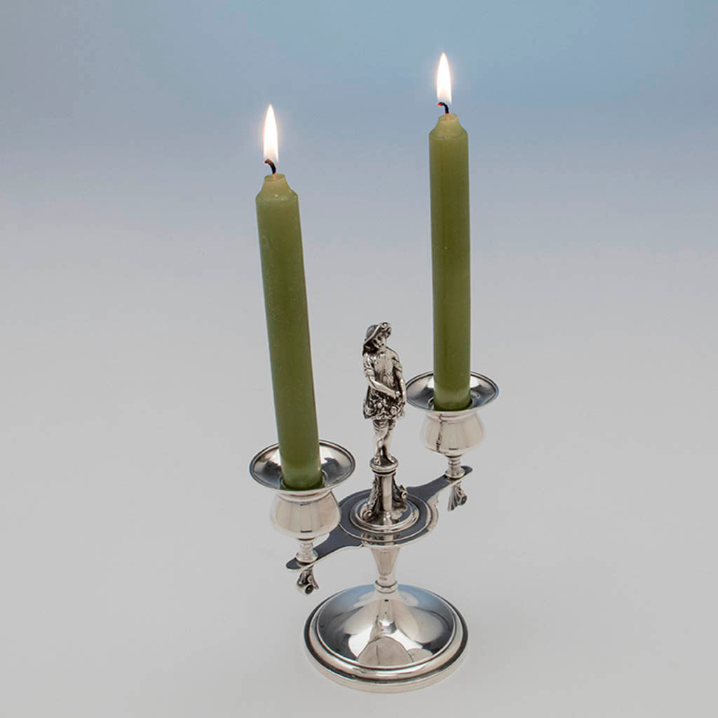 Top view of Gorham Antique Sterling Silver Figural Candelabra, NY, NY, 1876