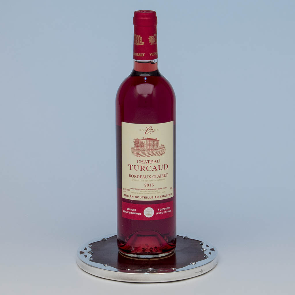 Durgin Antique Sterling Silver/ Mahogany Bottle Coaster, Concord, NH, c. 1900