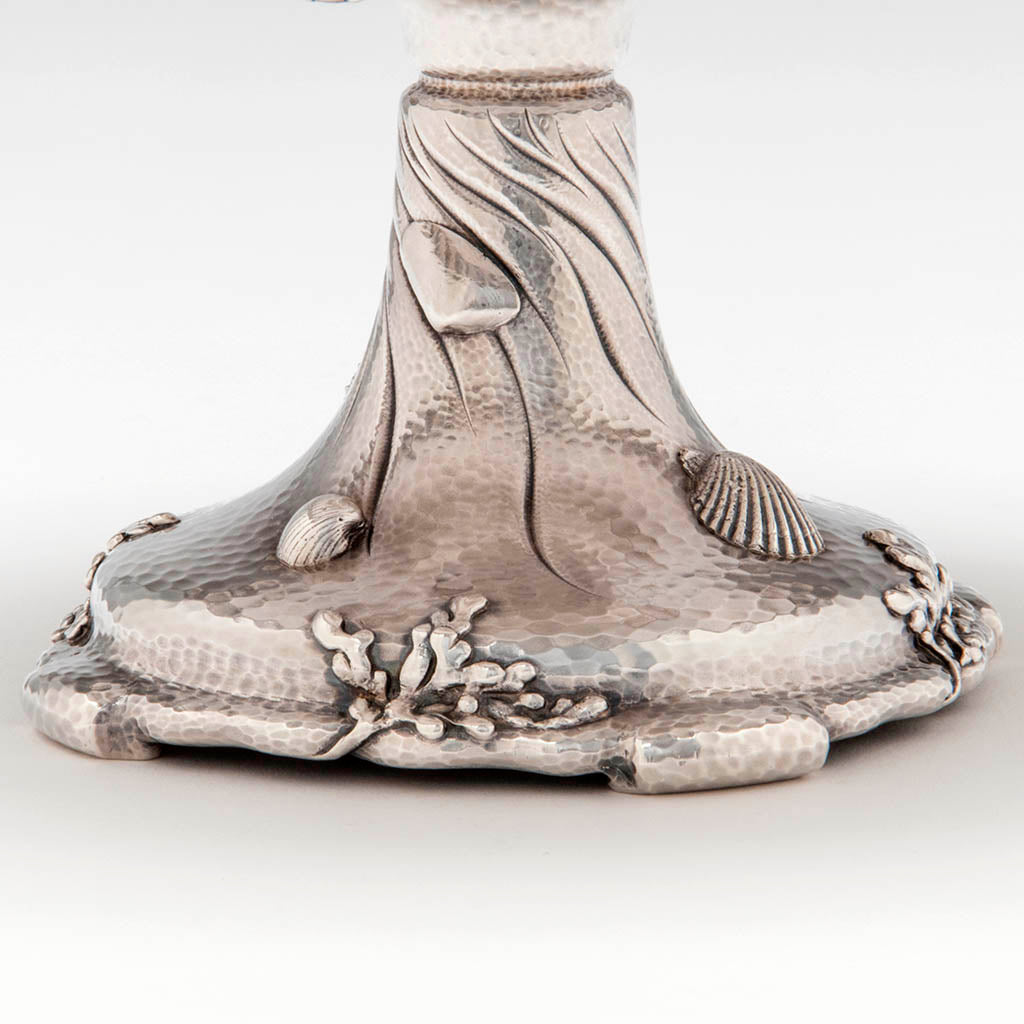 Base on the other Tiffany &amp; Co Pair of Antique Sterling Silver Nautical-Theme Compotes, NYC, c. 1883