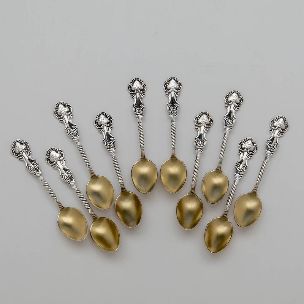 Shiebler Antique Sterling Silver Demitasse Spoons, NYC, c. 1890 - set of 10