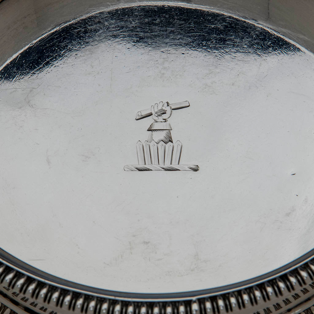 Crest on John Houle Antique English Sterling Wine Coaster, London, 1811/12