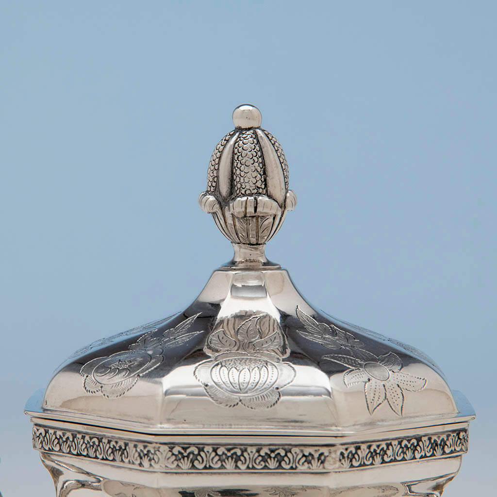 Cover to John C. Moore Antique Coin Silver Covered Sugar Bowl, NYC, c. 1840&#39;s