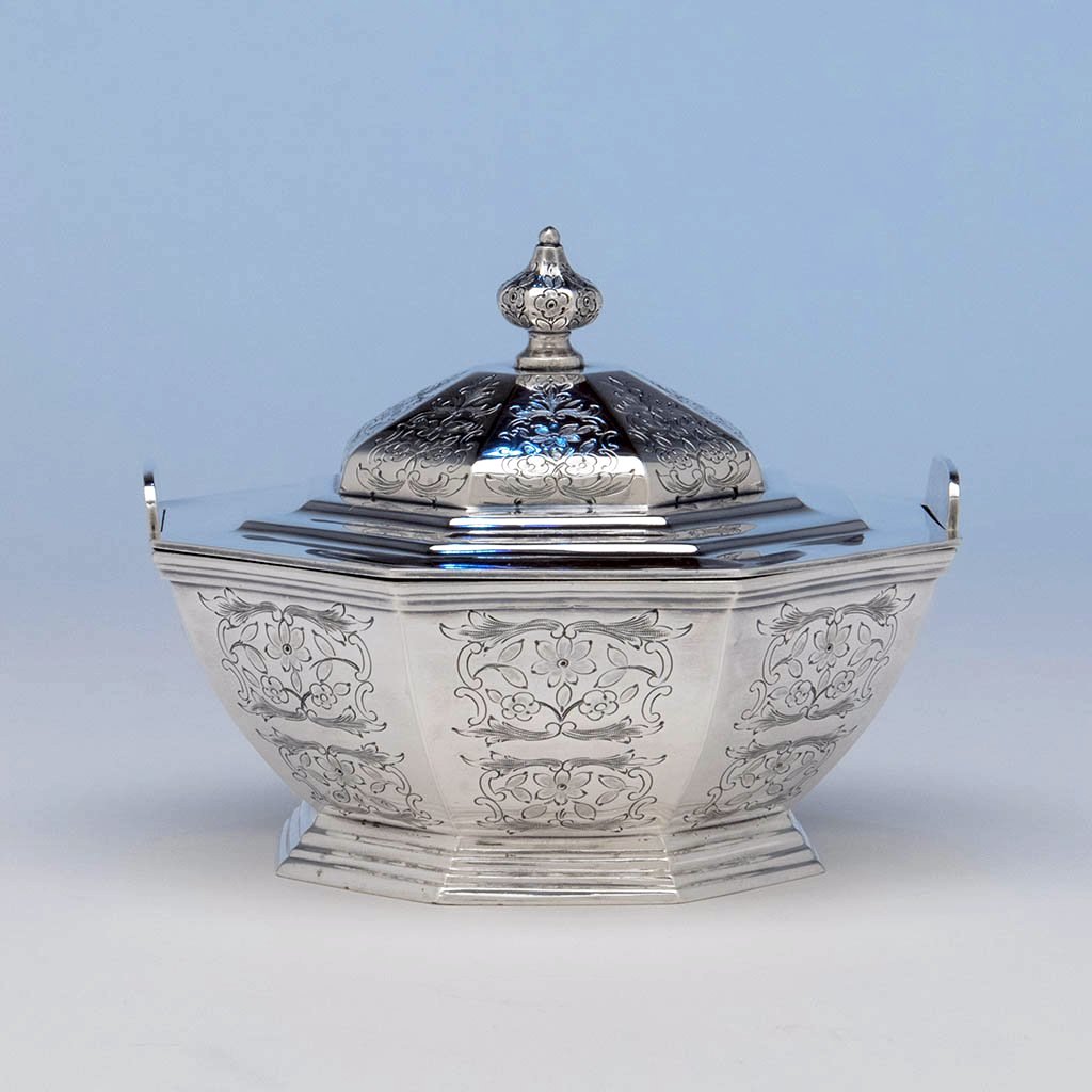 Jones, Ball & Co Antique Coin Silver Covered Dish, Boston, 1853-55