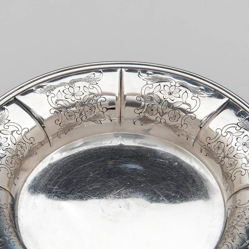 Detail of Jones, Ball &amp; Co Antique Coin Silver Dish, Boston, MA, c. 1840&#39;s
