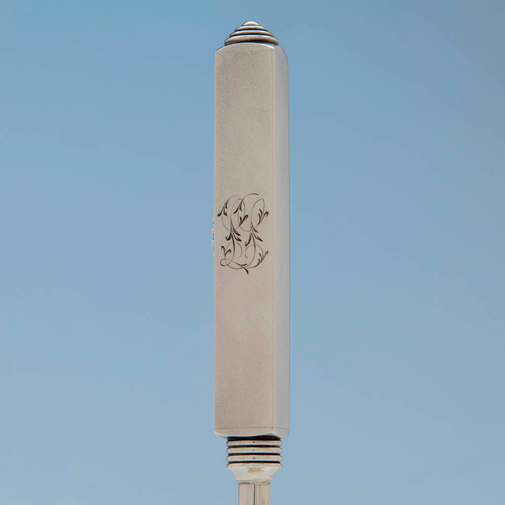 Monogram on Gorham Aesthetic Movement Antique Sterling Silver Pie Server, Providence, RI. c. 1870&#39;s