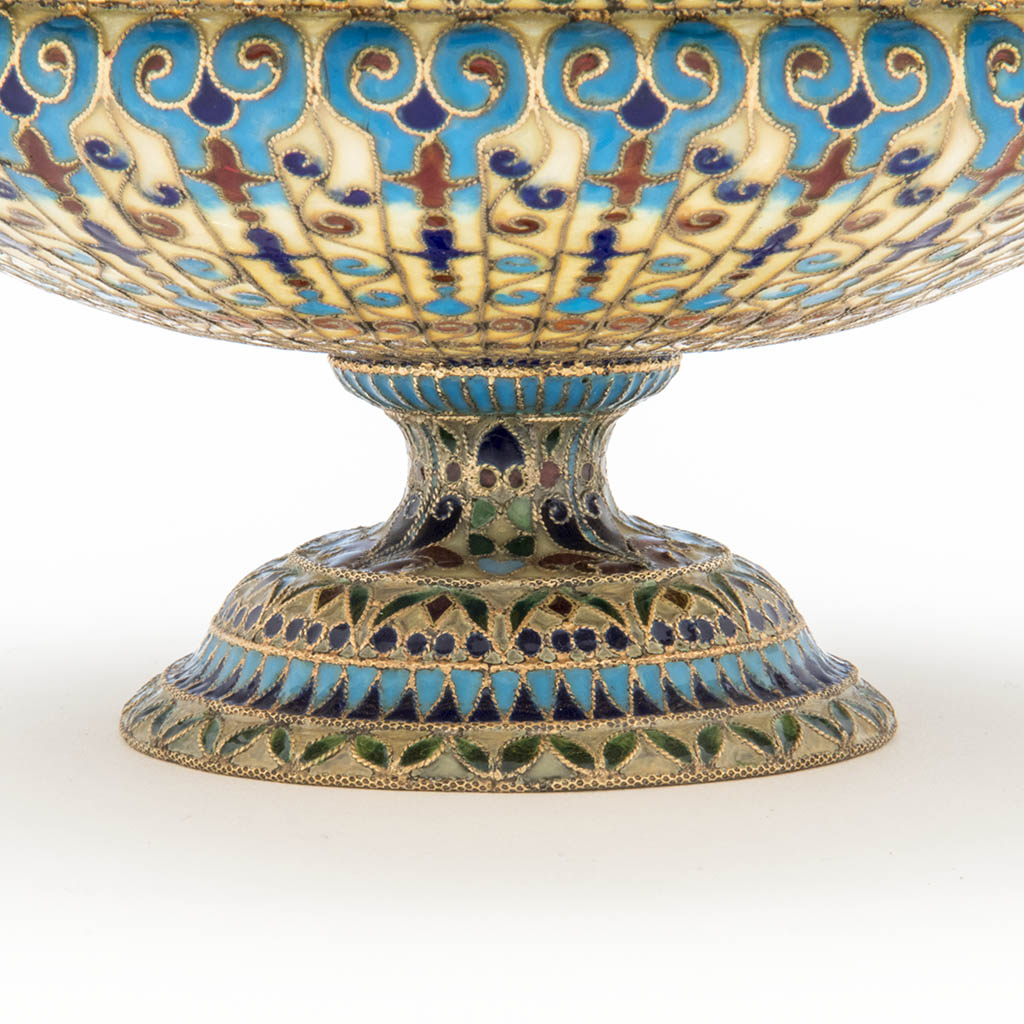 Base of Gorham Antique Sterling and Plique-A-Jour Enamel Vase or Dish, Providence, RI, 1893