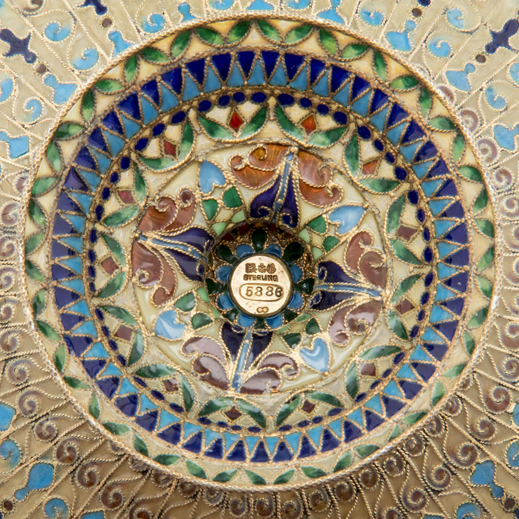 Marks on Gorham Antique Sterling and Plique-A-Jour Enamel Vase or Dish, Providence, RI, 1893