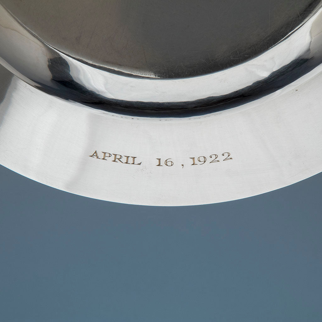 Date on Arthur Stone Arts &amp; Crafts Sterling Silver Alms Dish, Gardner, MA, 1922