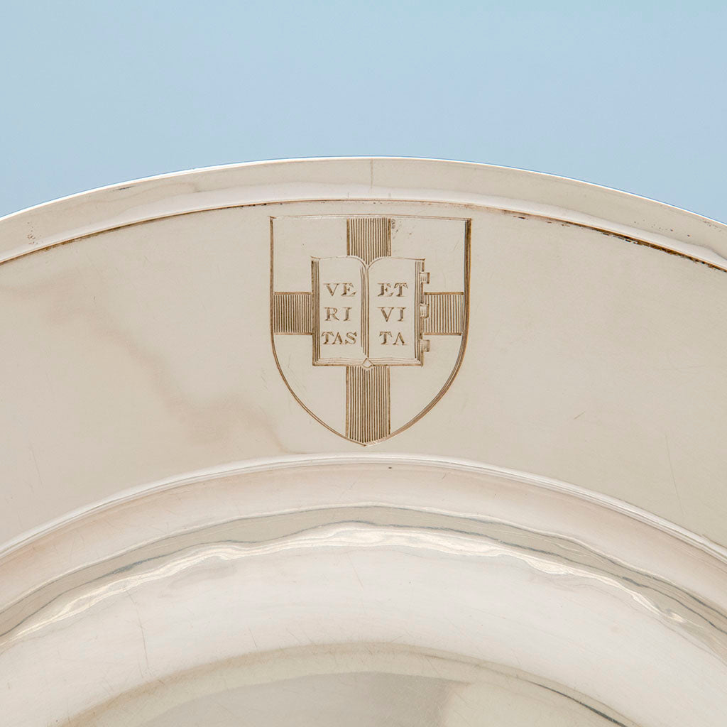 Shield on Arthur Stone Arts &amp; Crafts Sterling Silver Alms Dish, Gardner, MA, 1922