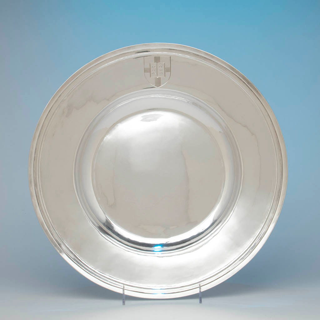 Arthur Stone Arts & Crafts Sterling Silver Massive Alms Basin, Gardner, MA, 1922