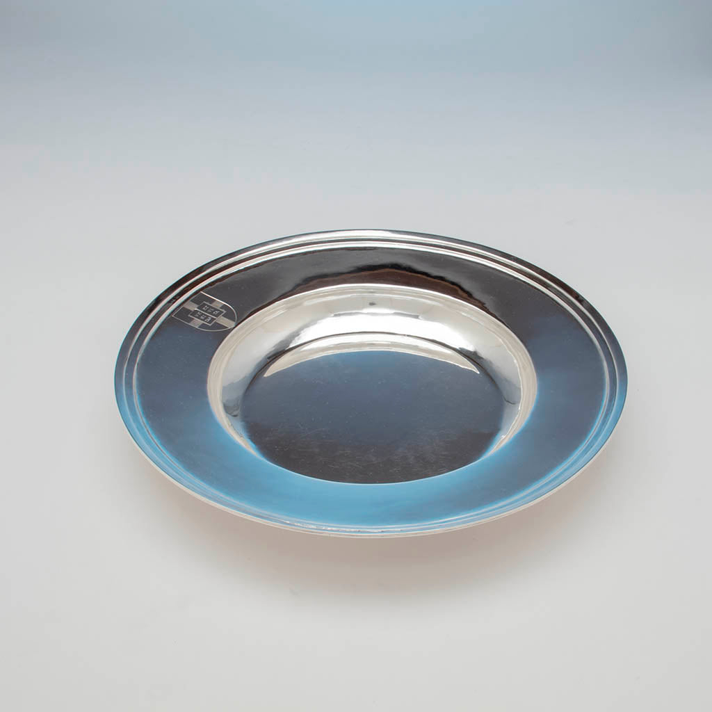 Interior of Arthur Stone Arts &amp; Crafts Sterling Silver Massive Alms Basin, Gardner, MA, 1922