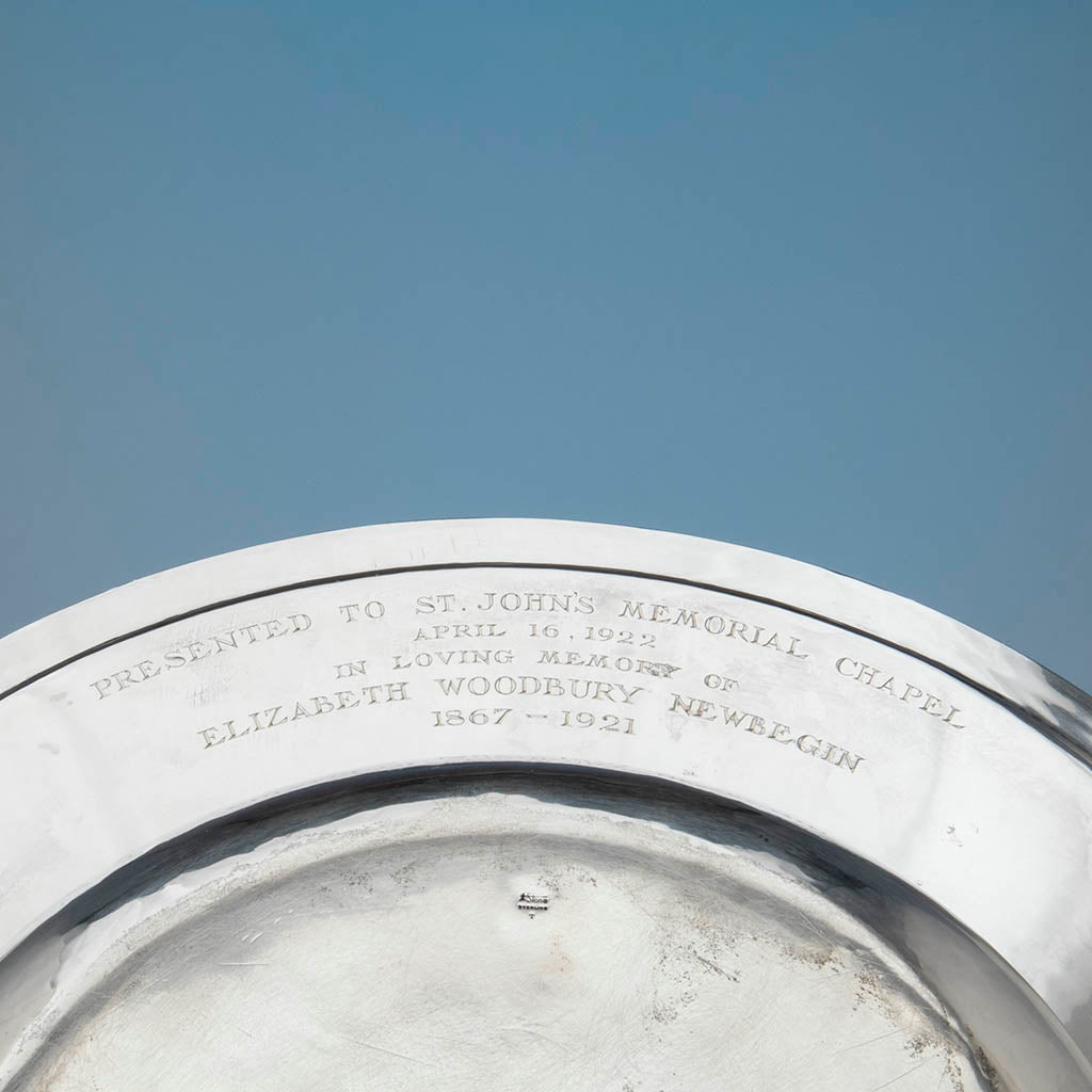 Presentation on Arthur Stone Arts &amp; Crafts Sterling Silver Massive Alms Basin, Gardner, MA, 1922