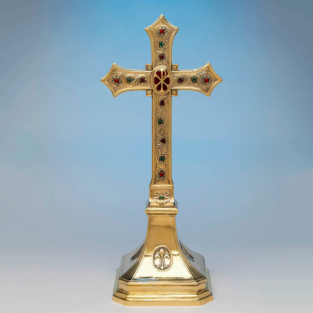 George E. Germer Arts & Crafts Sterling and Semi-precious Stones Altar Cross, Mason, NH, c. 1929, exhibited at The Boston Tercentenary Fine Arts Show, 1930