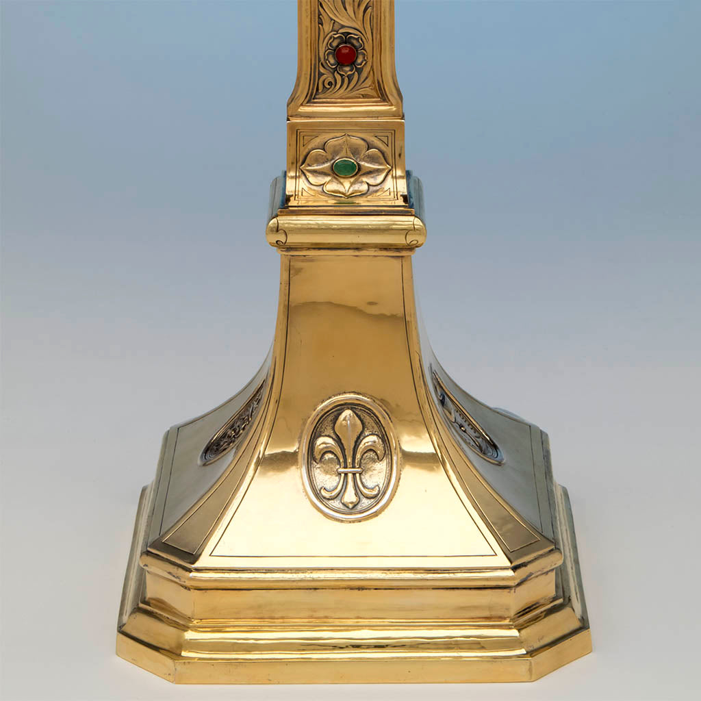 George E. Germer Arts &amp; Crafts Sterling and Semi-precious Stones Altar Cross, Mason, NH, c. 1929, exhibited at The Boston Tercentenary Fine Arts Show, 1930