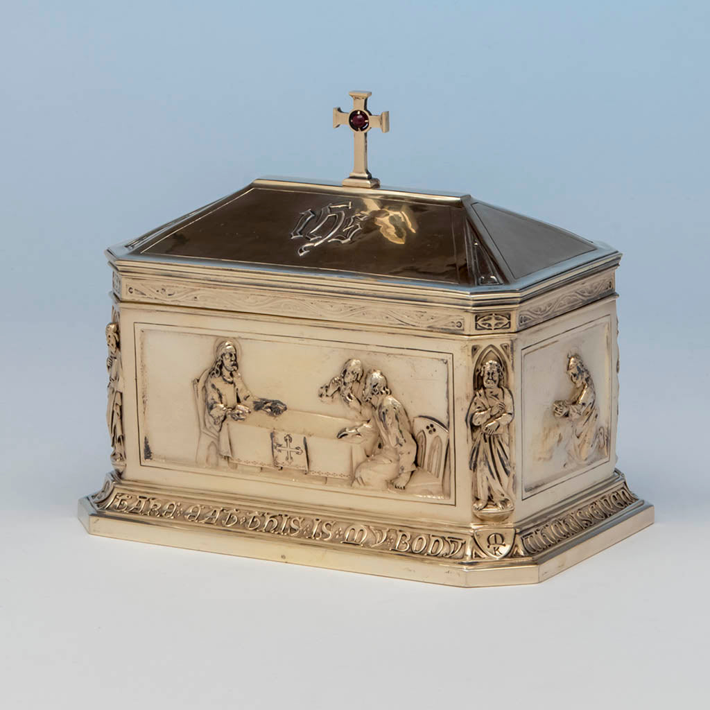 George E. Germer: "The Supper at Emmaus" Silver Gilt Ciborium, Mason, NH, c. 1922