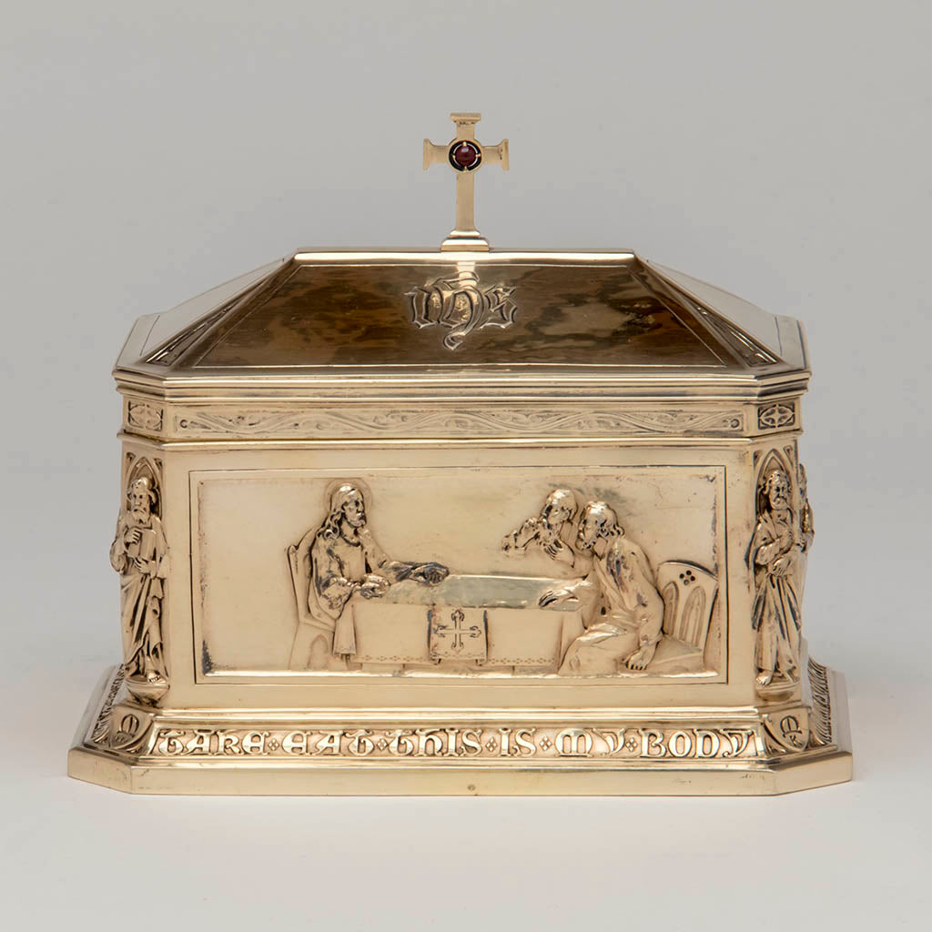 Front panel George E. Germer: &quot;The Supper at Emmaus&quot; Silver Gilt Ciborium, Mason, NH, c. 1922